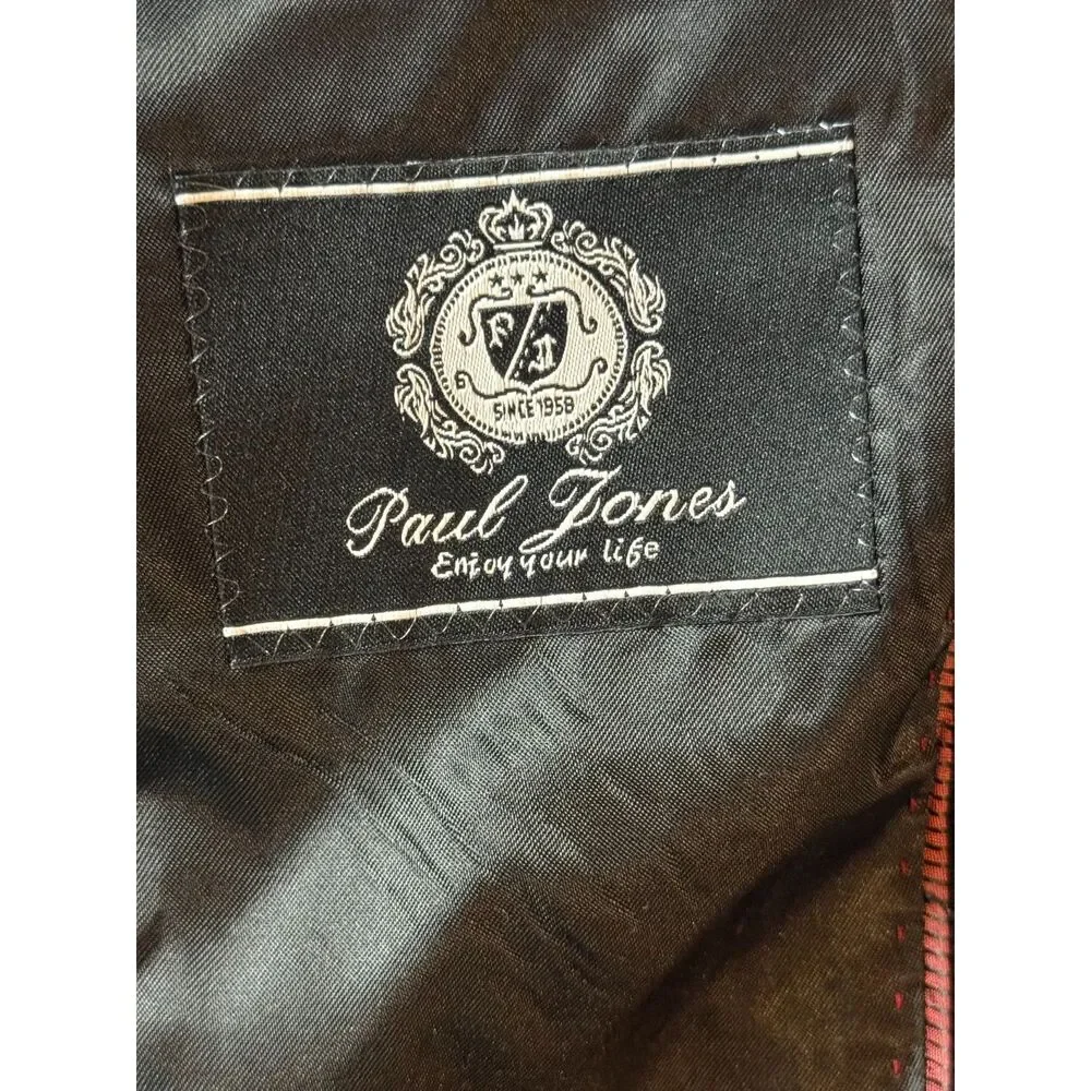 NWT PJ Paul Jones Mens Black Mandarin Stand Collar Sports Blazer Jacket Medium